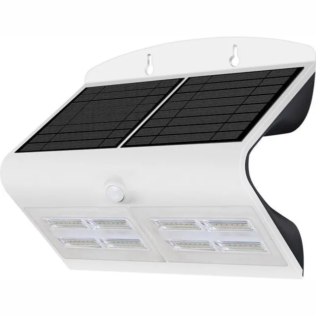 V-tac VT-767-7-W Solar Wandlamp 8W 850 Lumen IP65 met Bewegingssensor Wit Zwart VT-767-7-W Wit+Zwart