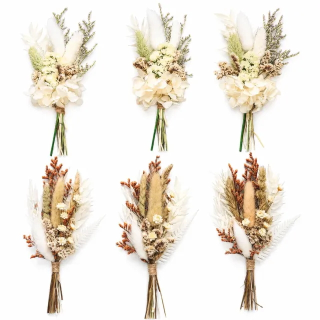 Famanu Mini droogbloemen boeket set met pampasgras en stoffen bloemen voor decoratie