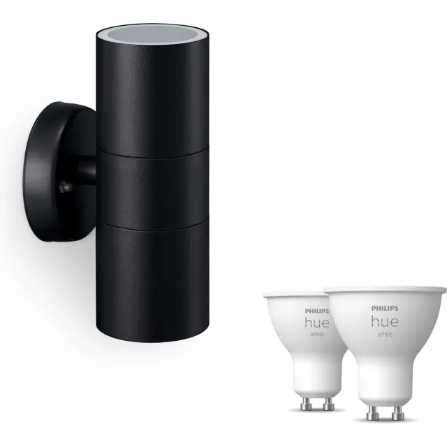 Philips Hue Kylis Wandlamp voor Buiten Up & Down (Zwart) - Buitenlamp - GU10 - Warmwit Licht - Hue White
