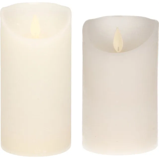 Anna's Collection Set van 2x stuks Sneeuw Witte Led kaarsen met bewegende vlam - 12.5 en 15 cm - Sfeer stompkaarsen voor binnen