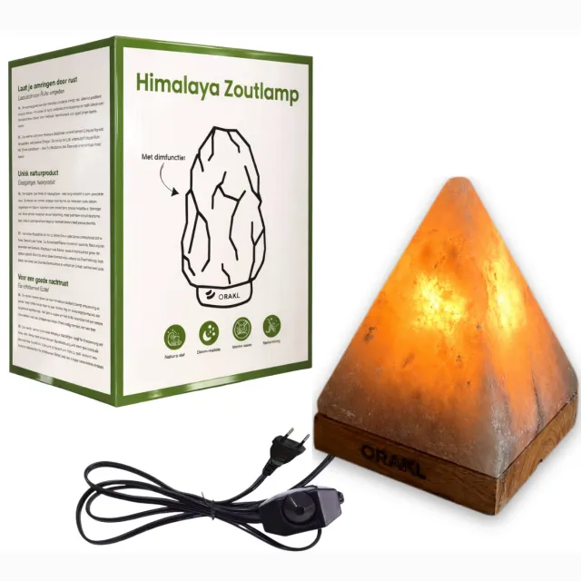 Orakl Dimbare Himalaya Zoutlamp Giza - 2-4 KG en ca. 18 cm - Nachtlamp - Tafellamp - Cadeauverpakking Oranje