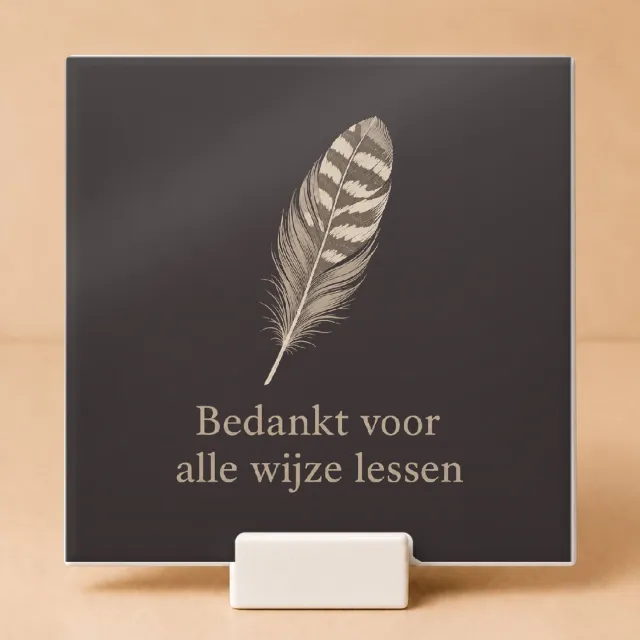 Bedruk King Sfeervolle Boho "Eindejaars-applaus voor de klas" Tegel – Organische Wanddecoratie voor Dankbare Docenten - 15 x 15 cm met houder Wit