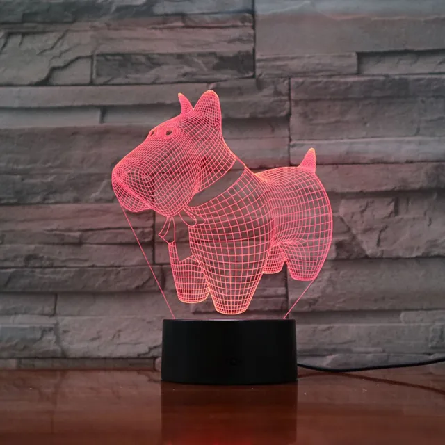 MC Living 3D Led Lamp Met Gravering - RGB 7 Kleuren - Hond