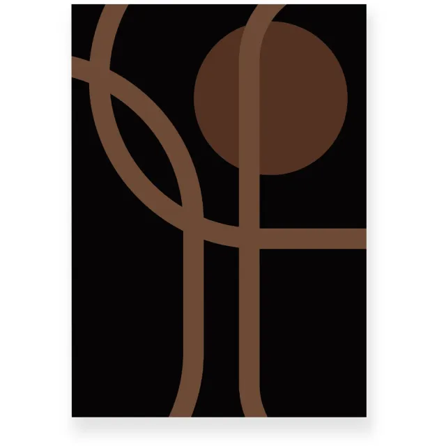 Yisual Poster 50x70 cm - Abstracte Lijnen - Cirkel - Donkerbruin - Minimalistisch - Modern - Muurdecoratie - Wanddecoratie