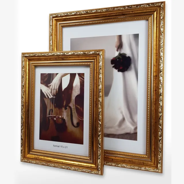 FOTKOM Milena Houten Fotolijst 32,5x42cm Wit met Gouden Accent