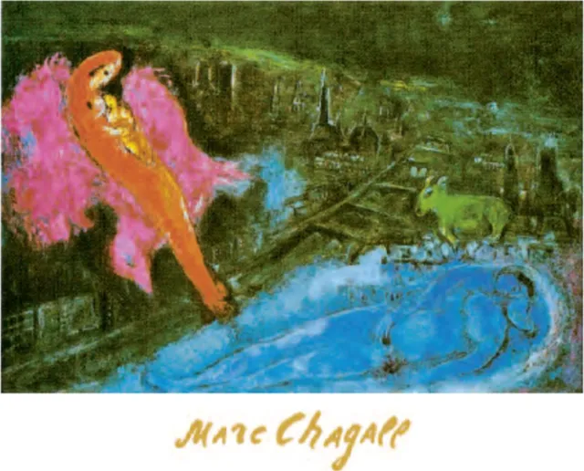Catch Projecten Marc Chagall - Bruggen over de Seine - Kunstposter - 60x80 cm Multicolor