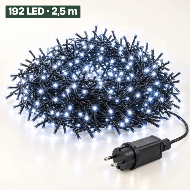 Levano Kerstboomverlichting 192 LED 2,4 m Wit - Kerstverlichting Binnen en Buiten - Clusterverlichting - Kerstlampjes - Kerstboom Lampjes - Kerstversiering - Kerstlichtjes - Treecluster - Sfeerverlichting - LED Lichtsnoer - Timer - IP44