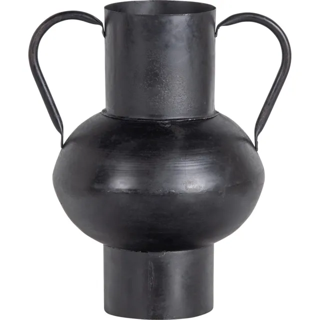 WOOOD Exclusive Vere Vaas - Metaal - Zwart - 28x24x20 black