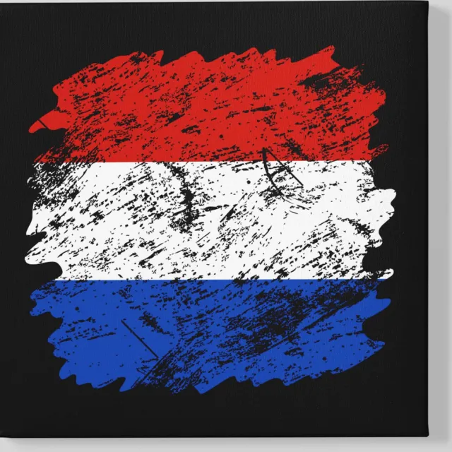 Trendex Global Canvas Schilderij - Vlag - Nederland - Wanddecoratie - 60x60 cm Zwart