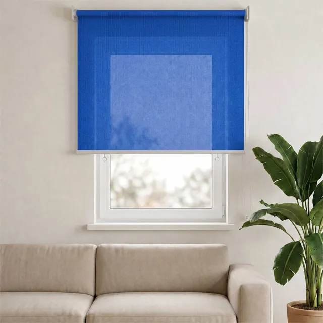 vidaXL Rolgordijn voor buiten 105(B)x140(H) cm HDPE blauw