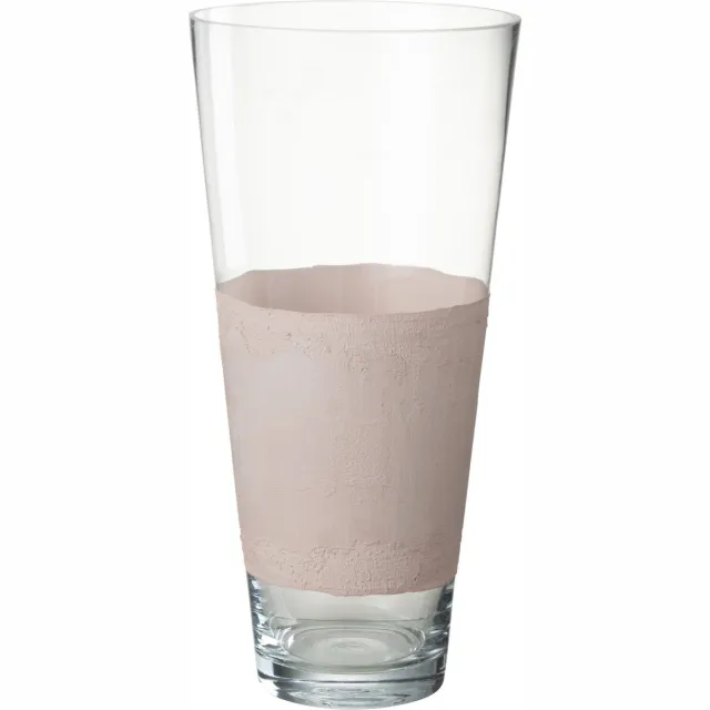 J-Line vaas Delph - glas - transparant/lichtroze - medium - 45 cm hoog