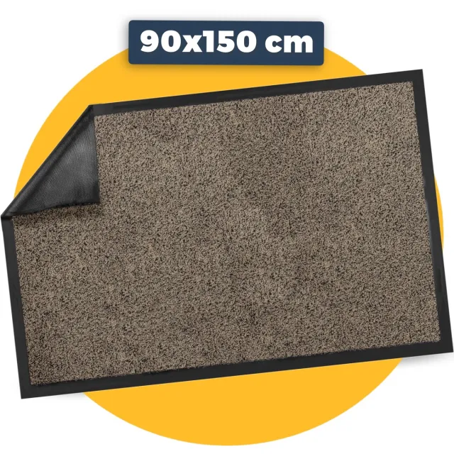 Pasper Deurmat binnen droogloopmat - 90 x 150 cm - Beige - 100% gerecyclede materialen - Gemaakt in België - Wasbaar - deurmatten Beige - met boord