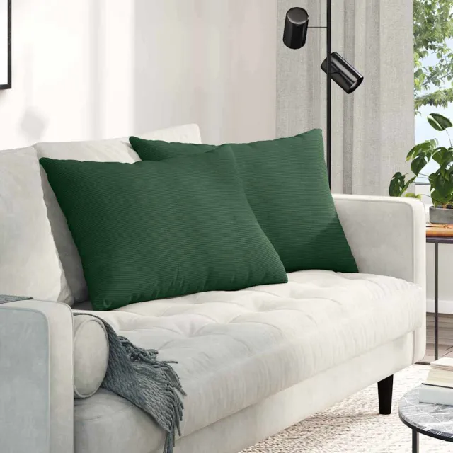 vidaXL Sofa Kussens 2 stuks Donkergroen 70 x 50 cm Cordstof