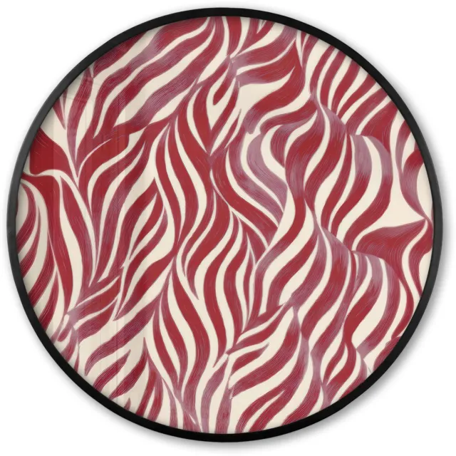 FrameYourWall Poster in lijst Rond - Fotolijst 80x80 cm - Posters - Golvende vormen - Abstract - Rood - Ronde posterlijst zwart - Decoratie - Wanddecoratie woonkamer - Muurdecoratie slaapkamer
