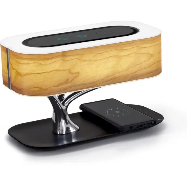 Home Tree Tree of light LED Bureaulamp met Bluetooth Speaker en Draadloos Oplader - Nachtlamp - Tafellamp Zwart