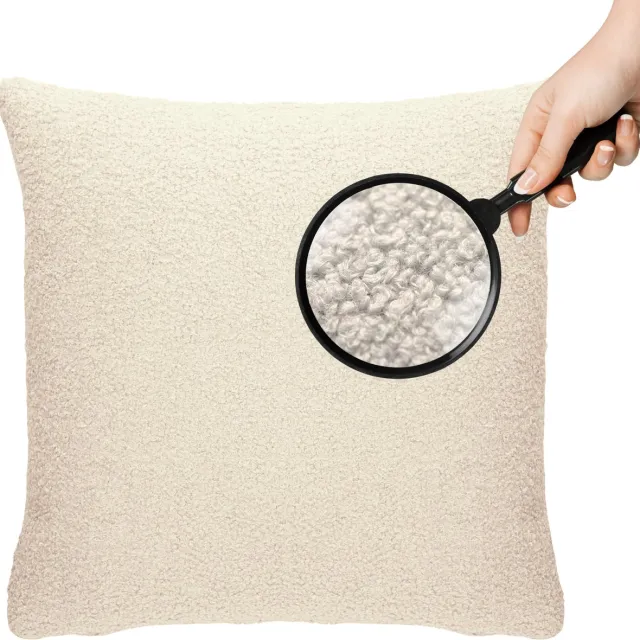 Cohoso Sierkussen 45x45cm - Semmi Créme - Teddy Bouclé - Inclusief binnenkussen Crème 45x45
