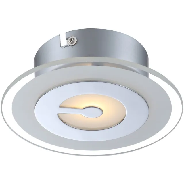 Globo Lighting Plafondlamp LED plafondlamp ronde ganglamp chroom keukenlamp, gedeeltelijk gesatineerd glas, 5W 400lm warm wit, DxH 16x5,2 cm zilver