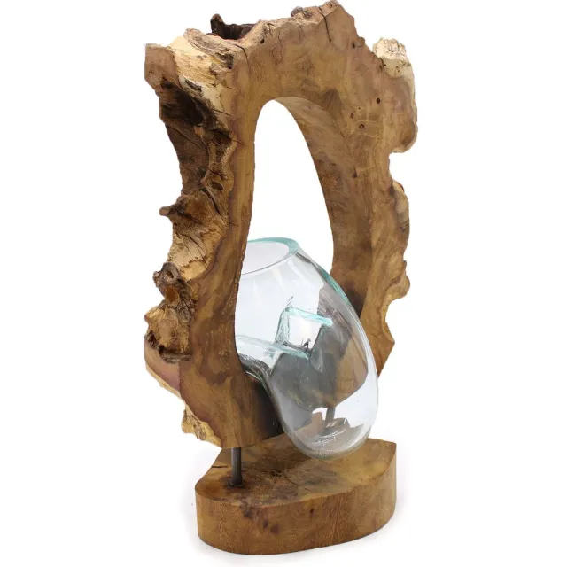 AW Gifts Molton Glass Hanging Art Vase on Wood