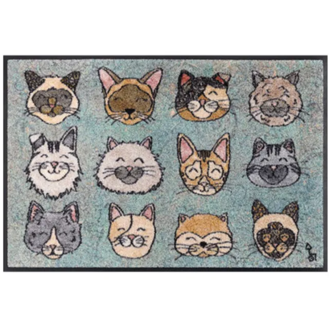 Kleen-Tex Wash+Dry Design Wasbare Deurmat - Glückskatzen - 50 x 75cm van alles