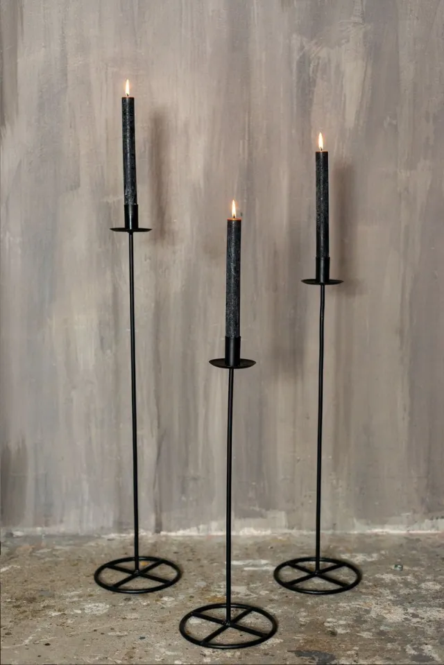 Home Society Candleholder Clervaux - Black, M and zwart