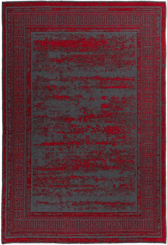 Padiro elegant laagpolig vloerkleed 80 x 150 cm - bordeaux - vintageontwerp - gemêleerd - voor vloerverwarming - van polyester en katoen