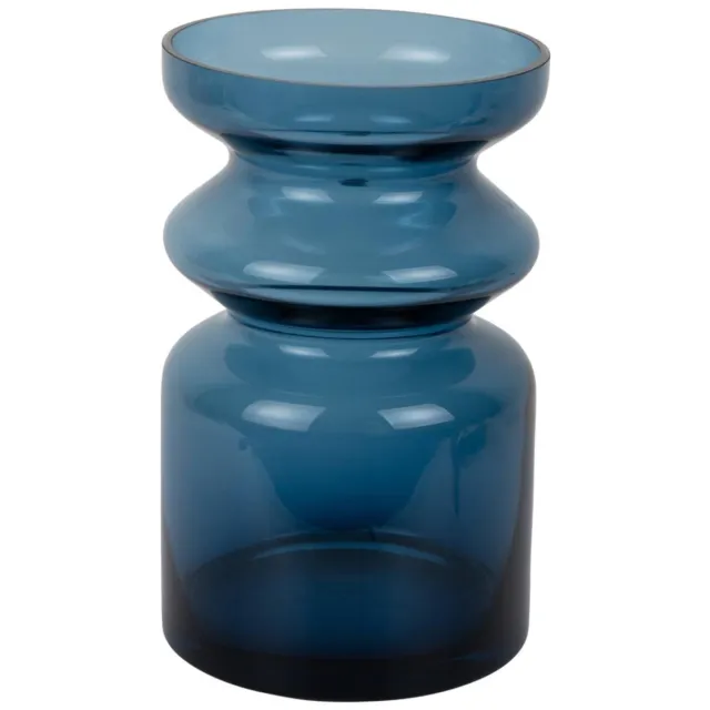 Present Time Vaas Gusto - Blauw - 15.5x15.5x25cm - Glas - Modern - Bloemenvaas - Woondecoratie - Decoratieve vaas voor woonkamer of slaapkamer
