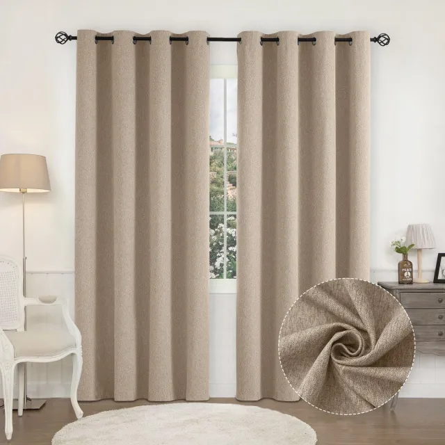 Ibenzoa Stijlvolle Verduisteringsgordijnen in Linnenlook voor Optimale Privacy en Comfort Beige