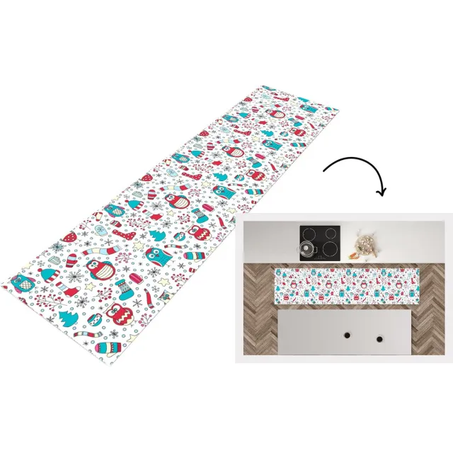 KitchenYeah Keukenloper - Loper keuken - Patronen - Uil - Kerst - Keukenloper vinyl Multicolor
