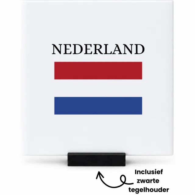 Hacebo Nederland tegeltje met tegelhouder - Amsterdam - toeristen Nederlanders - tegeltjes met tekst - Rood wit blauw - Holland - cadeau - kado - spreuktegels - 10.8x10.8 CM