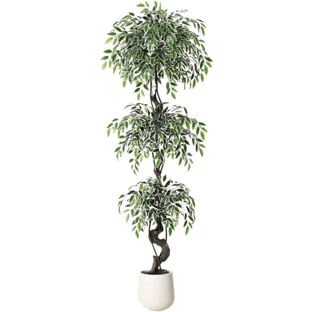 Happiq Kunstmatige Ficusboom - Realistisch met Luxe Keramische Pot - voor woonkamer en kantoor - 180 cm Groen Kunstzijde - Retro Bruin
