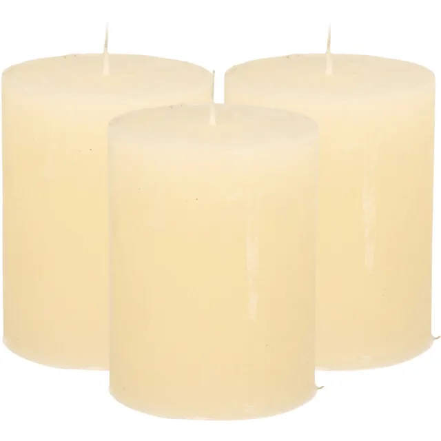 Atmosphera Stompkaars - 3x - ivoor wit - 7 x 9 cm - middel rustiek model - cilinderkaars - kaars Ivoorwit