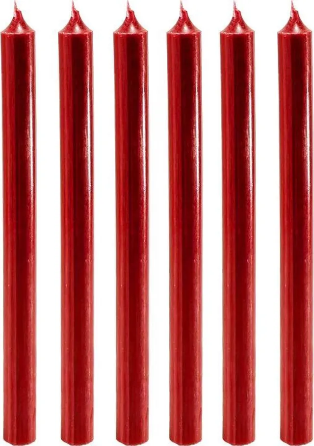 Branded by Dinerkaarsen - Kaarsen - Donkerrood - 28 cm - 18 stuks