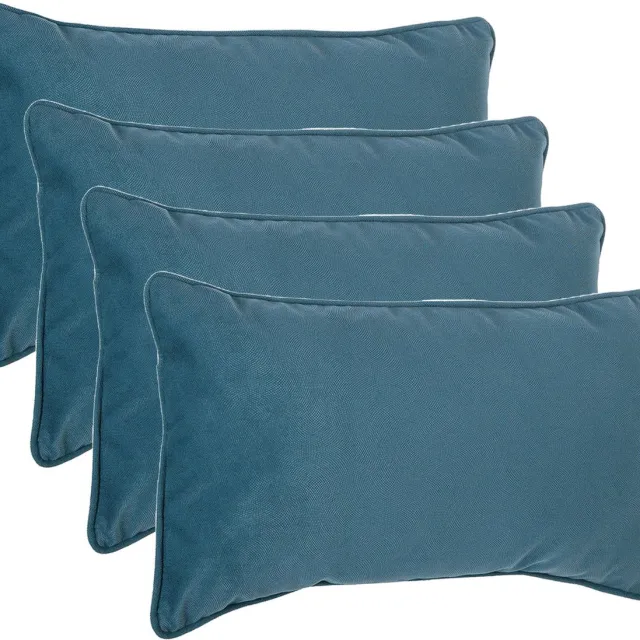 Atmosphera Bank/sierkussens huiskamer Sophia - 4x stuks - 30 x 50 cm - Blauw - polyester - met rits