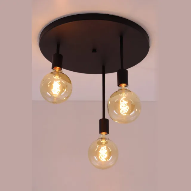 Barco Plafondlamp 3 lichts - Exclusief segula lichtbronnen - Zwart