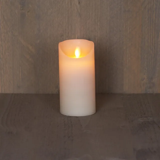 Anna's Collection Led kaars/stompkaars - 3x - ivoor - H15 x D7,5 cm - wax - bewegende vlam Wit