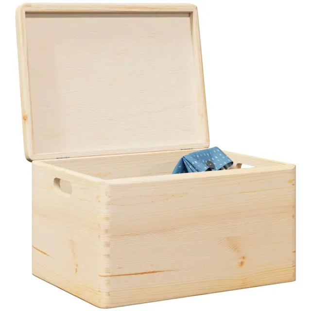vidaXL Houten kist met deksel&handvatten 40x30x23cm massief grenenhout Bruin