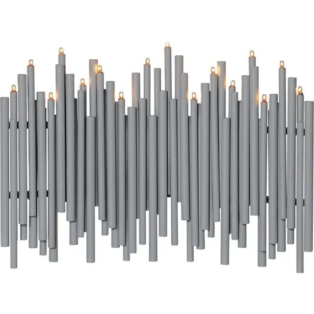 Star Trading Design Kandelaar 'Note' van metaal, 16-vlammig, vervangbare E5-lampen, grijs, B 35 cm, H 25 cm Grey