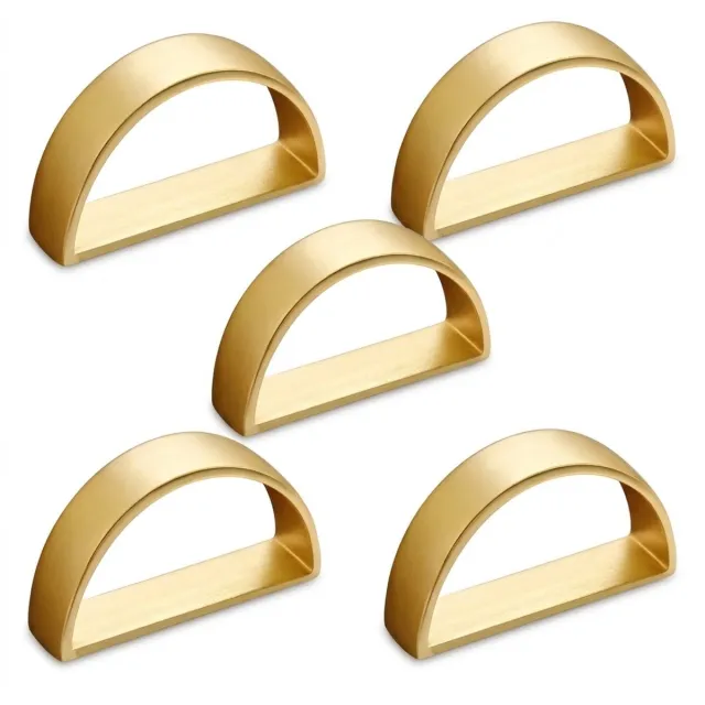 NUVEX Goudkleurige servetringen set van 5 stuks – D vorm servet ringen met open geometrisch ontwerp – metalen servethouders voor diner bruiloft feest kerst eettafel decoratie en tafelsetting