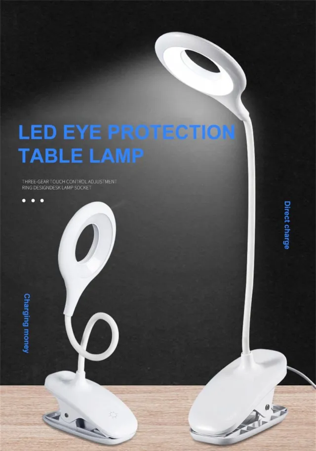 LEMETOWER lezen bureaulamp led-Oplaadbaar-dimbaar-1200mAh Wit
