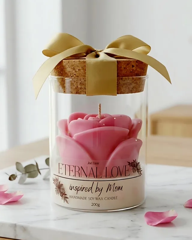 JoyDecor Eternal Love Geurkaars – Vanille & Jasmijn – Rozen – 200 g – Sojawas