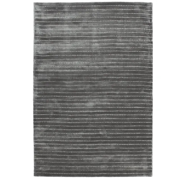 Padiro stijlvol laagpolig vloerkleed 200 x 290 cm - lichtgrijs - modern streeppatroon - voor vloerverwarming - van viscose, wol en katoen