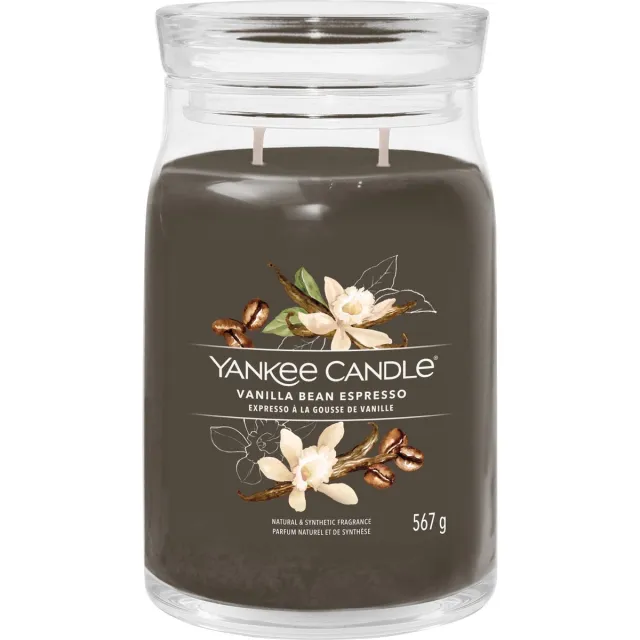 Yankee Candle Vanilla Bean Espresso Large Jar Geurkaars - 90 branduren - twee lonten Bruin