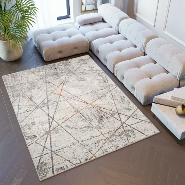Tapiso Venezia Vloerkleed Beige Modern Lijnen Woonkamer Tapijt Maat- 80x150 Beige 2