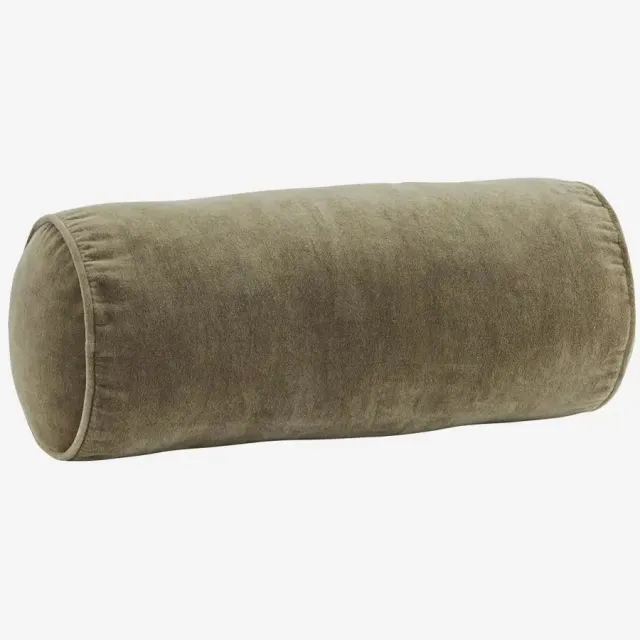 Madam Stoltz Velvet Bolster Kussen - Groen/Dusty Green - 20x50 cm