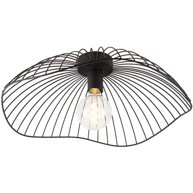 QAZQA pua - Design Plafondlamp - 1 lichts - Ø 50 cm - Zwart - Woonkamer | Slaapkamer | Keuken
