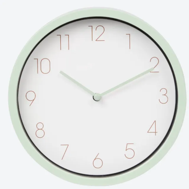 WALL CLOCK Wandklok Modern | Ø 20 cm | Groene Keukenklok | Kleine muurklok | Klok Rond Wit En Groen| Wandklok Groen