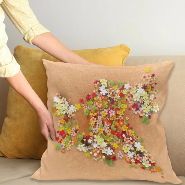 ABAKUHAUS Bloemen Kussenhoes, Zomer Sale Banner Kunst, Wasbare Kleurechte Kussenhoes met Digitale Dubbelzijdige Print en Ritssluiting, 40 x 40 cm, Oranje Rood en Wit