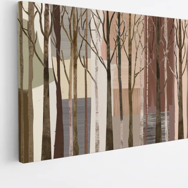 Saammp Canvas Schilderij - Bomen - Beige - Bruin - Bloemen - Landschap - Natuur - 40x30 - Foto op canvas - Wanddecoratie - Muurdecoratie Woonkamer - Slaapkamer decoratie - Canvas Print Multicolor