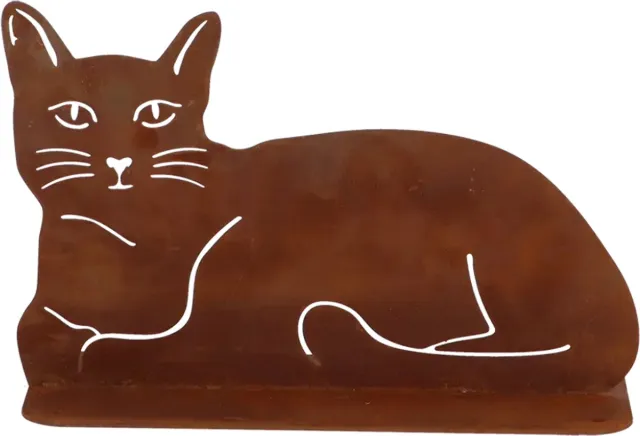 Esschertdesign Tuinbeeld poes liggend roest staal