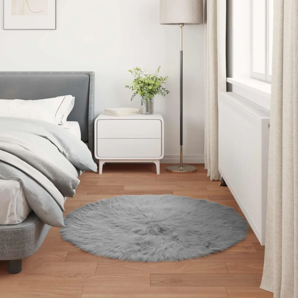 vidaXL Tapijt van imitatie TAFALLA Grijs Ø 80 cm Polyester, foto 3